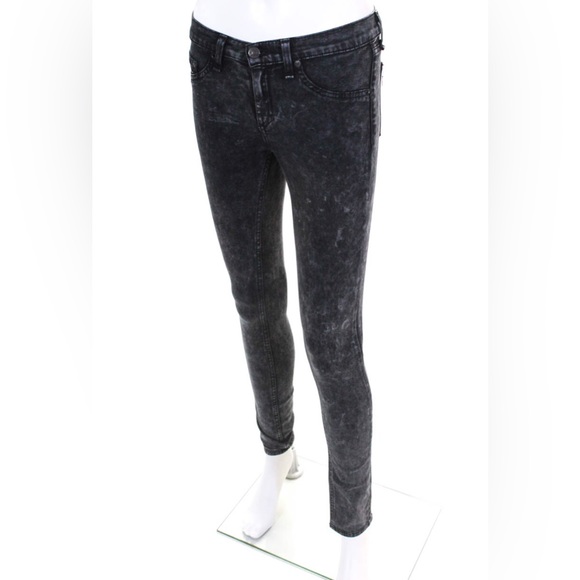 Rag & Bone Acid Wash Black Leggings Skinny Jeans Denim - Picture 3 of 8